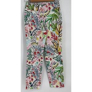 Up! Womens Stretch Tropical Abstract Print Slim Leg Pants Botanical Sz 4